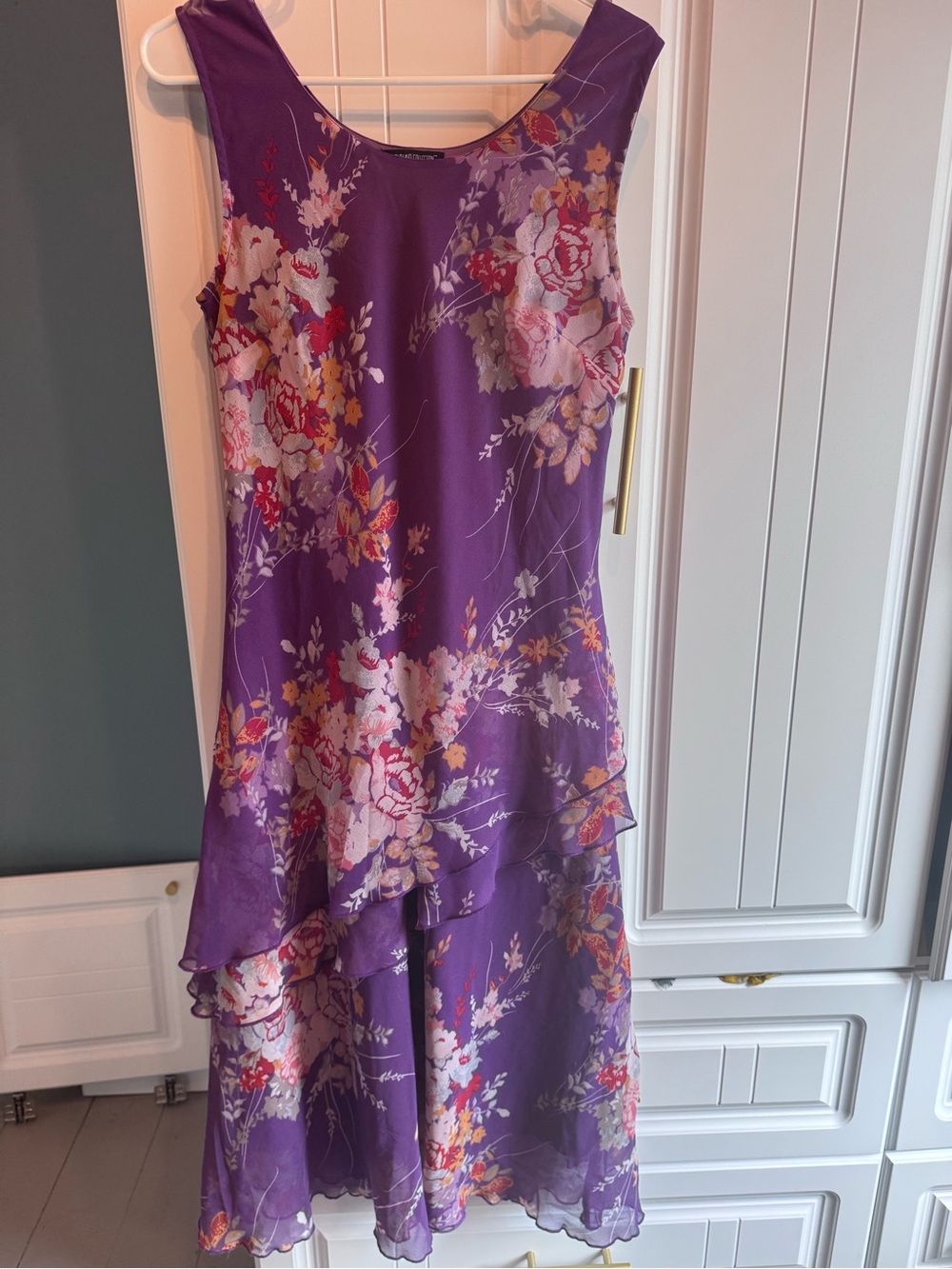 The Pyramid Collection Purple Floral Layered Midi Dress